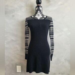 Patagonia Rios Secret LambsWool Blend Sweater Dress Black White Fair Isle Size S